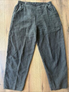 Flax by Angel Heart Relaxed Fit Dark Charcoal Linen pants !! ! Size 14